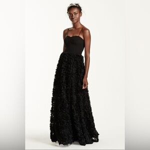 Aidan Mattox Black‎ Corset Rosette Gown Womens 8 Formal Gothic Party Prom Fairy